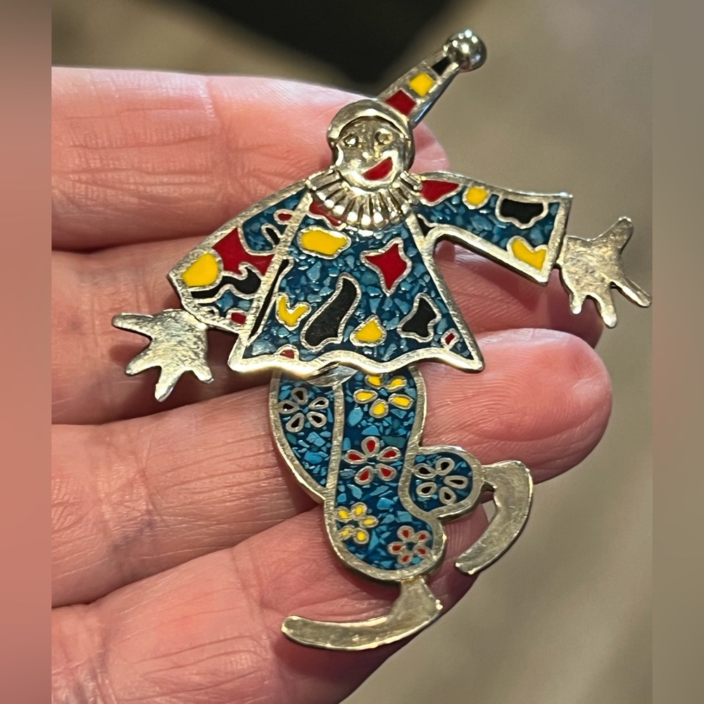 Vintage Taxco Clown 925 Silver Brooch Articulated legs - Picture 7 of 8
